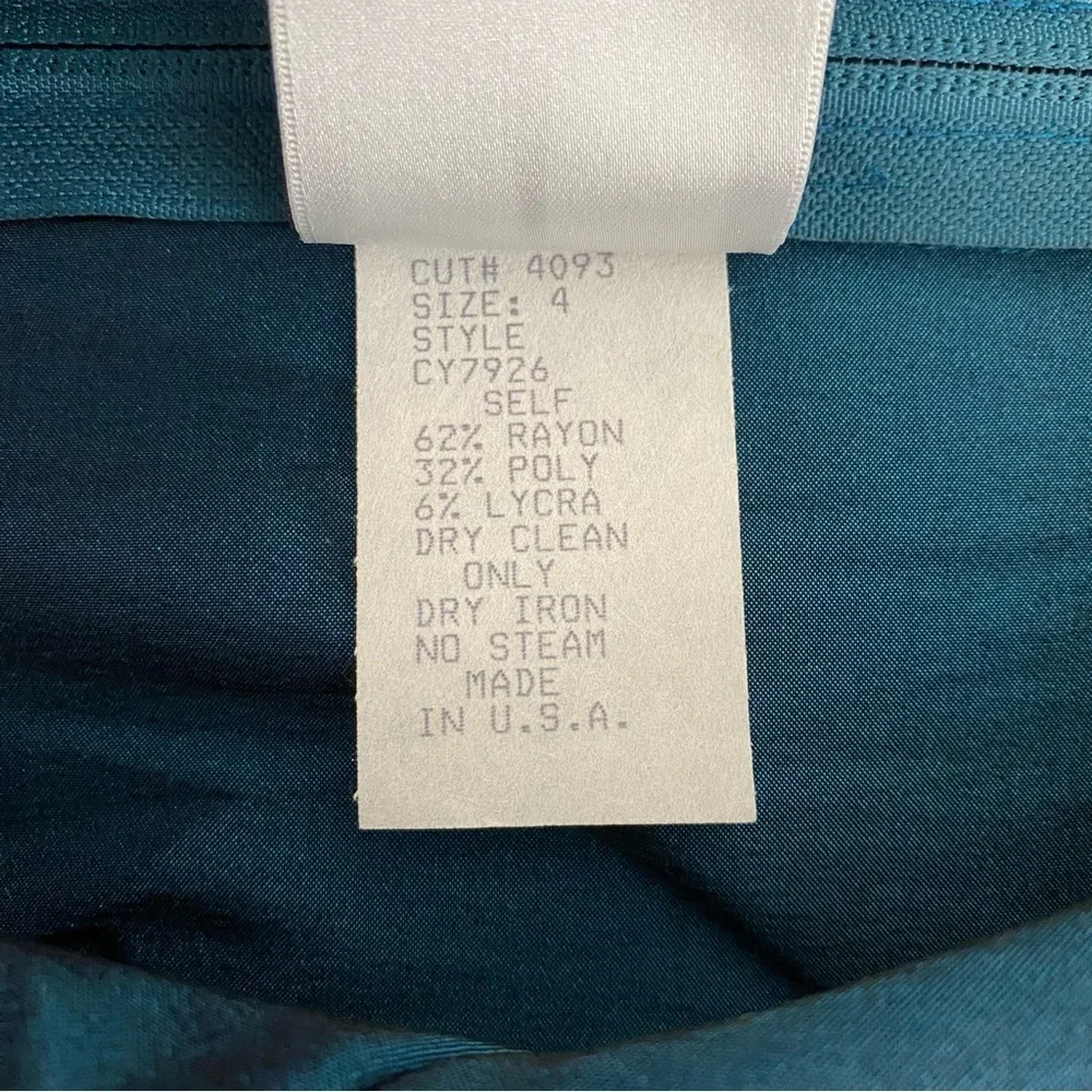 Vintage Tadashi Two-Piece Set Sz 4 Teal Satin Skirt Blouse Wedding Event 90s Y2K - Picture 16 of 16